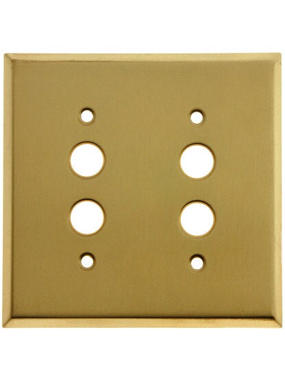 Classic Double Gang Push Button Switch Plate In Pressed Brass or Steel